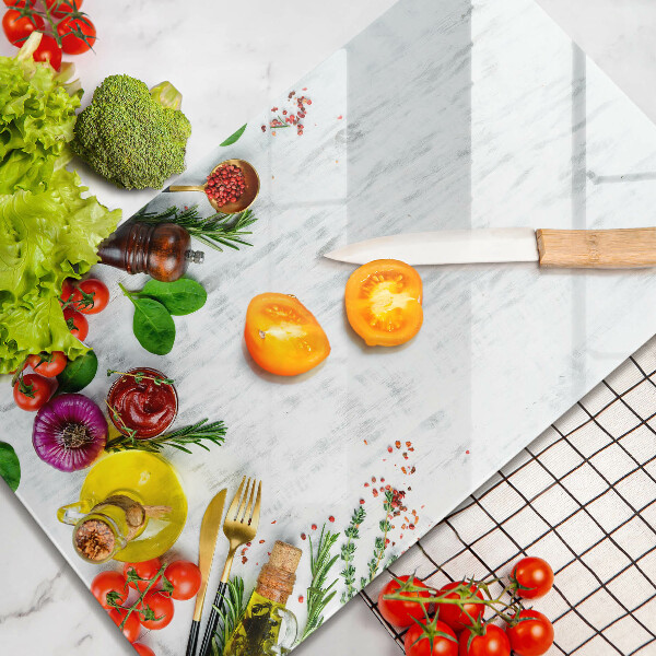 Sklenená doska na krájanie Zelenina a korenie