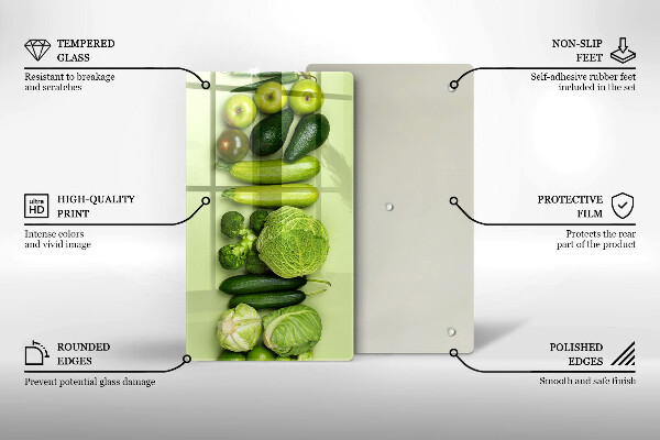 Sklenená doska na krájanie Zelené ovocie a zelenina
