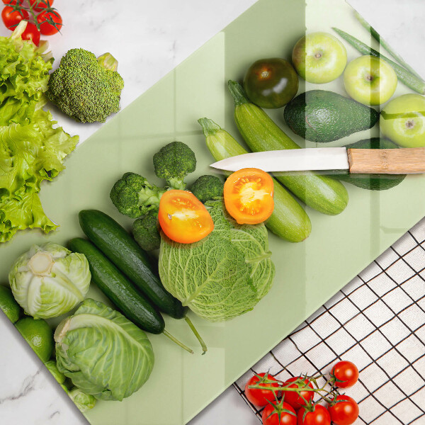 Sklenená doska na krájanie Zelené ovocie a zelenina