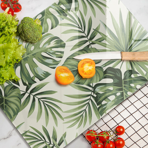 Kuchynská doska zo skla Ilustrácia listov Monstera