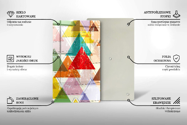 Kuchynská doska zo skla Maľované trojuholníky