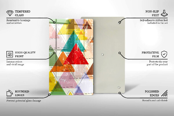 Kuchynská doska zo skla Maľované trojuholníky