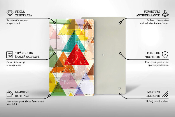 Kuchynská doska zo skla Maľované trojuholníky