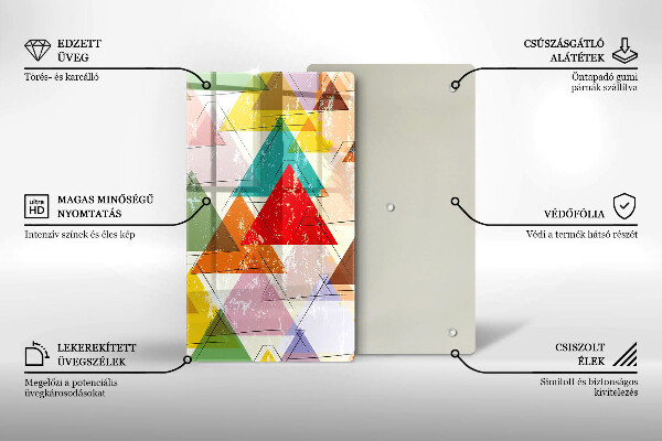 Kuchynská doska zo skla Maľované trojuholníky