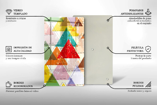 Kuchynská doska zo skla Maľované trojuholníky