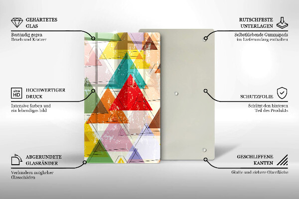 Kuchynská doska zo skla Maľované trojuholníky