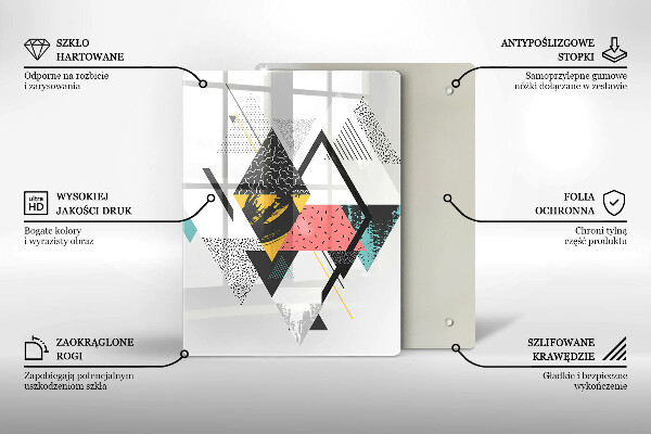 Kuchynská doska zo skla Maľované trojuholníky