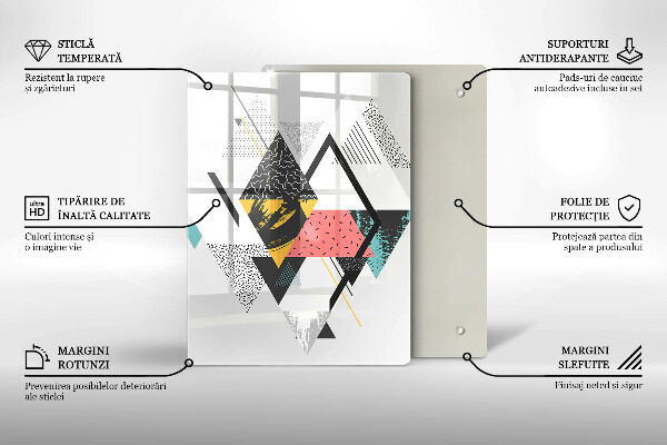 Kuchynská doska zo skla Maľované trojuholníky