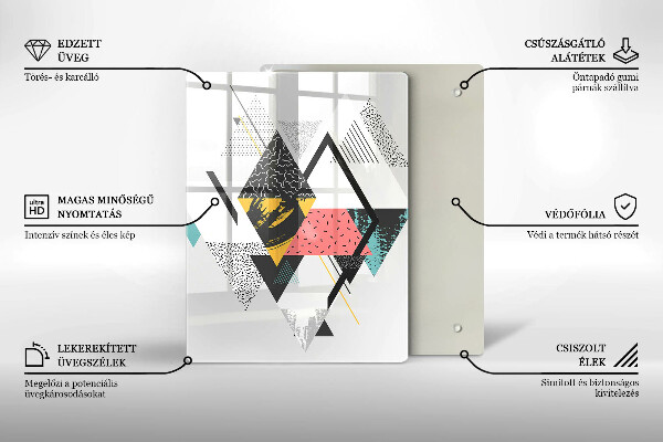 Kuchynská doska zo skla Maľované trojuholníky