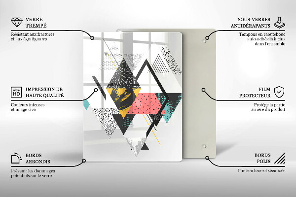 Kuchynská doska zo skla Maľované trojuholníky