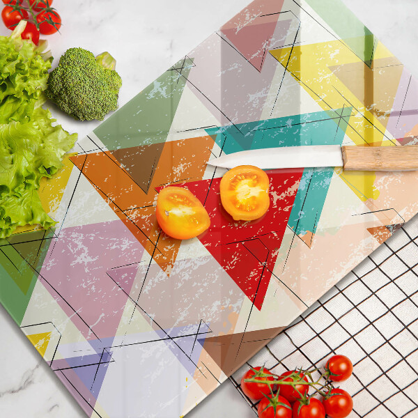 Kuchynská doska zo skla Maľované trojuholníky