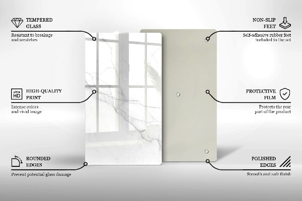 Kuchynská doska zo skla Jemný biely mramor