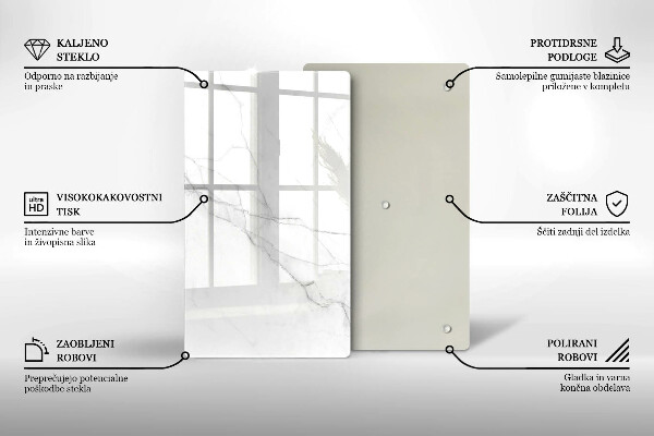 Kuchynská doska zo skla Jemný biely mramor