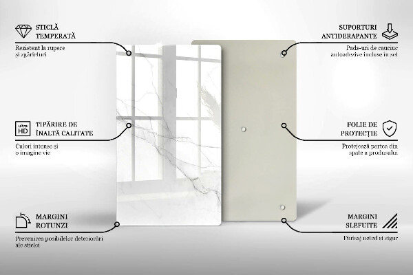 Kuchynská doska zo skla Jemný biely mramor