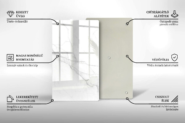 Kuchynská doska zo skla Jemný biely mramor