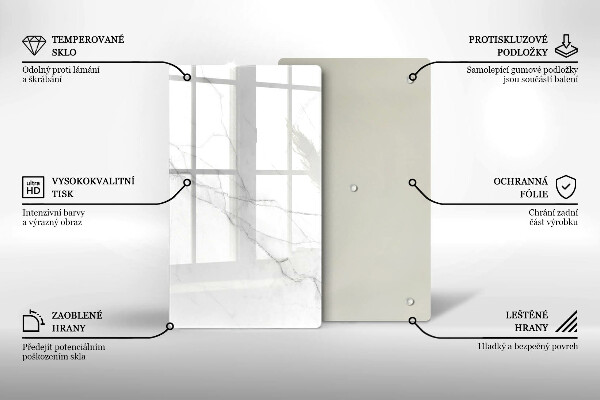 Kuchynská doska zo skla Jemný biely mramor