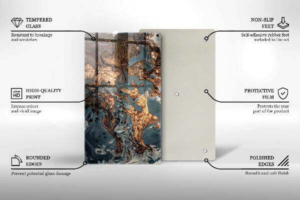 Kuchynská doska zo skla Ozdobný kameň so zlatom