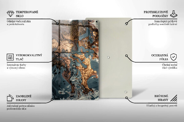 Kuchynská doska zo skla Ozdobný kameň so zlatom