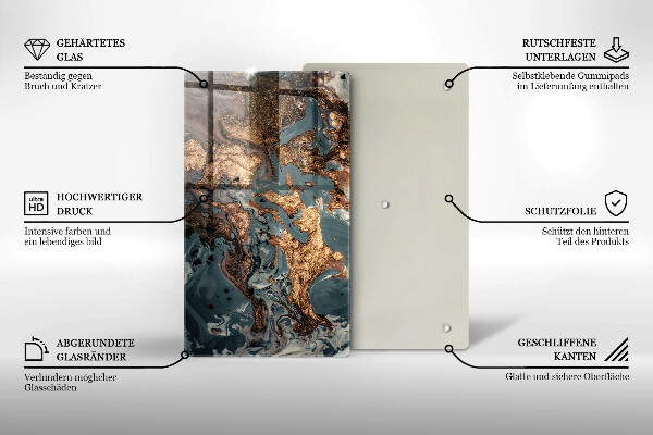 Kuchynská doska zo skla Ozdobný kameň so zlatom