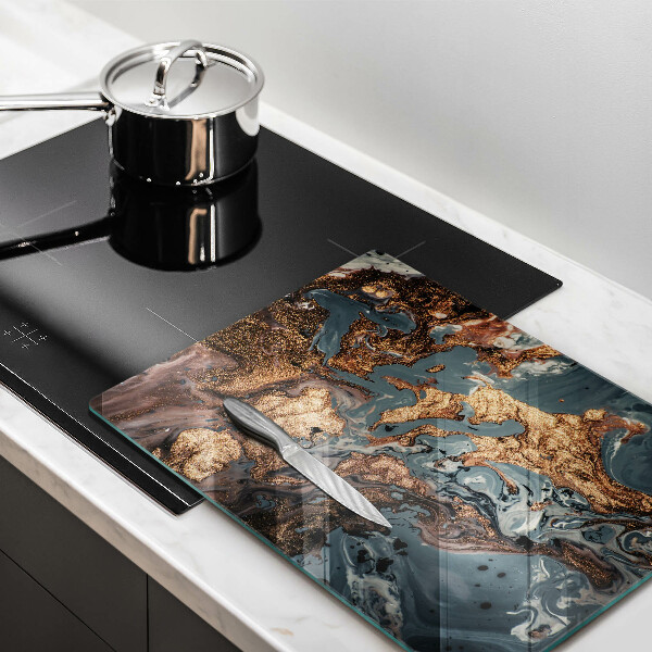 Kuchynská doska zo skla Ozdobný kameň so zlatom