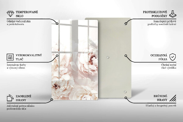 Kuchynská doska zo skla Pastelové pivonky