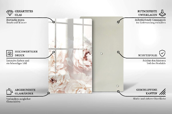 Kuchynská doska zo skla Pastelové pivonky