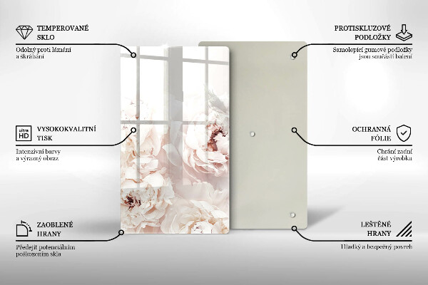 Kuchynská doska zo skla Pastelové pivonky