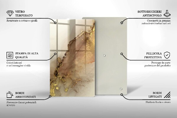 Kuchynská doska zo skla Zlatá abstrakcia