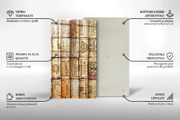Kuchynská doska zo skla Staré zátky od vína