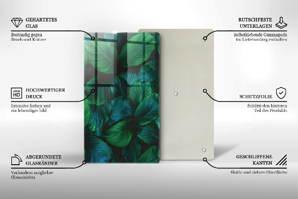 Kuchynská doska zo skla Listy džungle