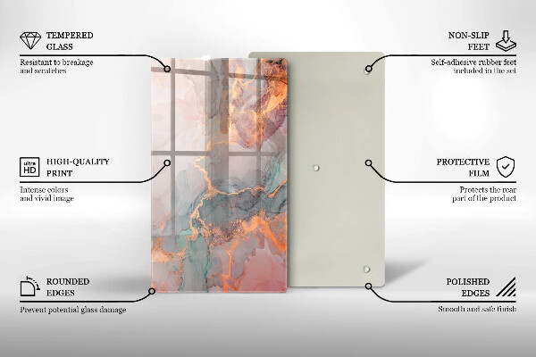 Kuchynská doska zo skla Mramor so zlatom