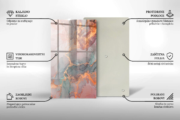 Kuchynská doska zo skla Mramor so zlatom