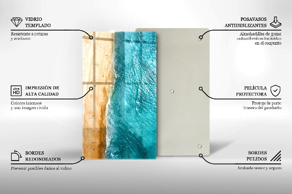 Kuchynská doska zo skla Plážové pobrežie a more