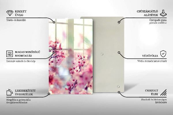 Kuchynská doska zo skla Jarné ružové kvety