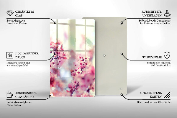 Kuchynská doska zo skla Jarné ružové kvety