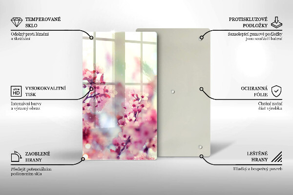 Kuchynská doska zo skla Jarné ružové kvety