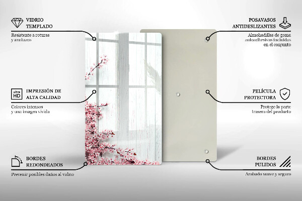 Kuchynská doska zo skla Kvety na doskách