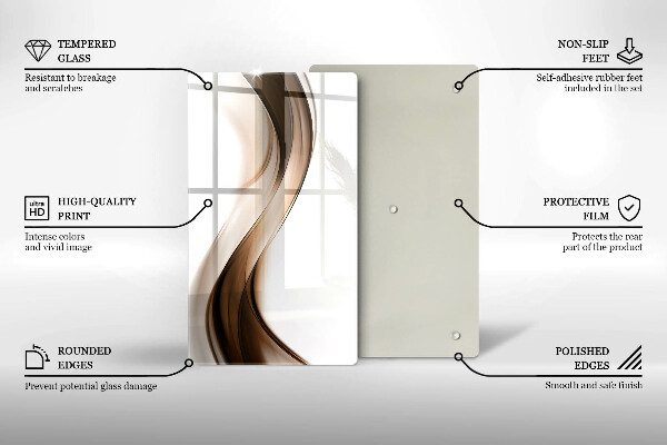 Kuchynská doska zo skla Abstraktné hnedé čiary