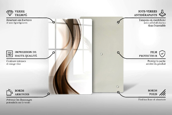 Kuchynská doska zo skla Abstraktné hnedé čiary