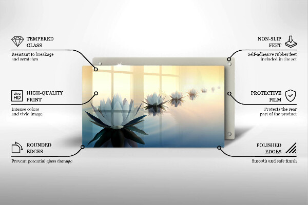 Sklenená doska na krájanie Lily kvety na vode