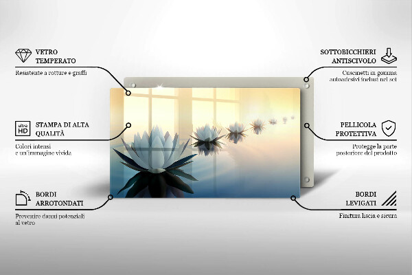 Sklenená doska na krájanie Lily kvety na vode