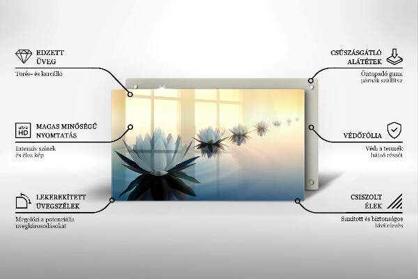 Sklenená doska na krájanie Lily kvety na vode