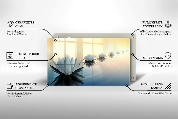 Sklenená doska na krájanie Lily kvety na vode