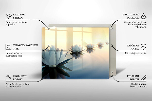 Sklenená doska na krájanie Lily kvety na vode