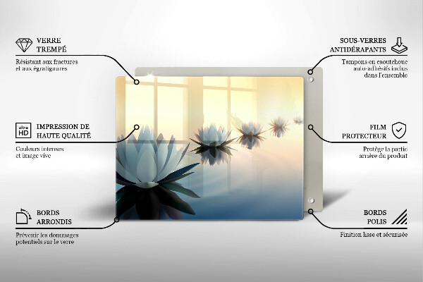 Sklenená doska na krájanie Lily kvety na vode