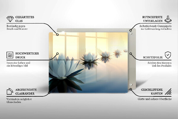 Sklenená doska na krájanie Lily kvety na vode