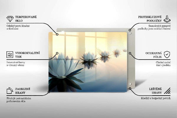 Sklenená doska na krájanie Lily kvety na vode