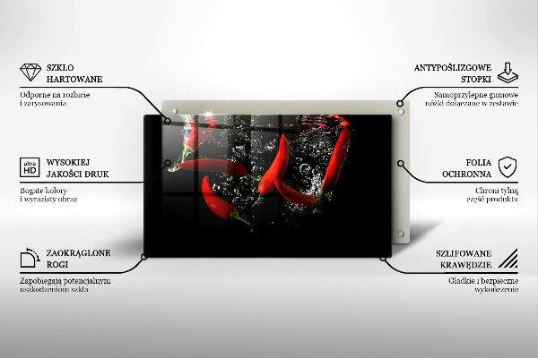 Sklenená doska na krájanie Chilli papričky vo vode