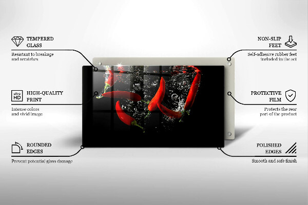 Sklenená doska na krájanie Chilli papričky vo vode