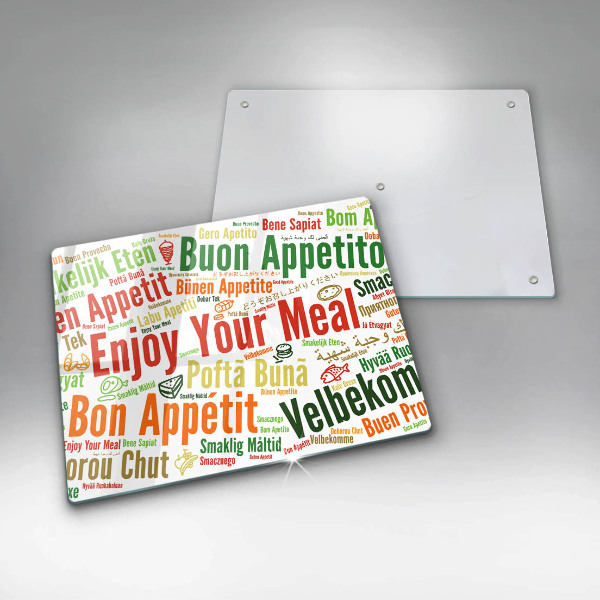 Sklenená doska na krájanie Titulky Jazyky dobrej chuti